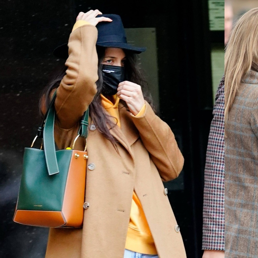 SOLD - Strathberry Lana Midi Bucket Bag - Tan/bottle green - Picture 15 of 16